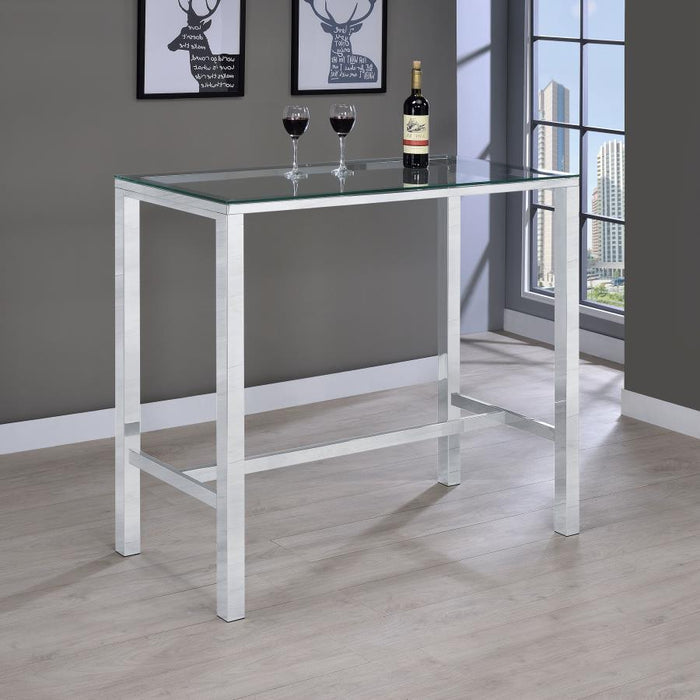 Tolbert - Rectangular Glass Top Pub Bar Table - Chrome - Simple Home Plus
