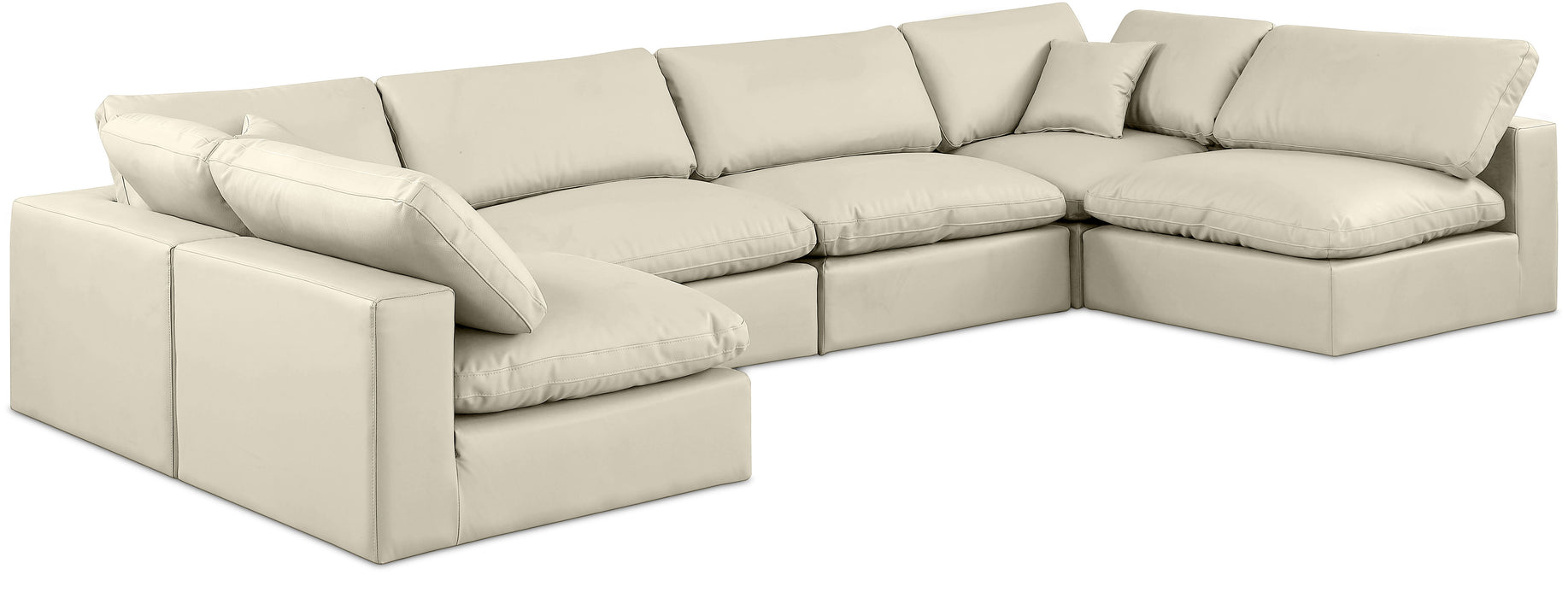 Comfy - 6 Piece Faux Leather Modular Armless Sectional - Simple Home Plus