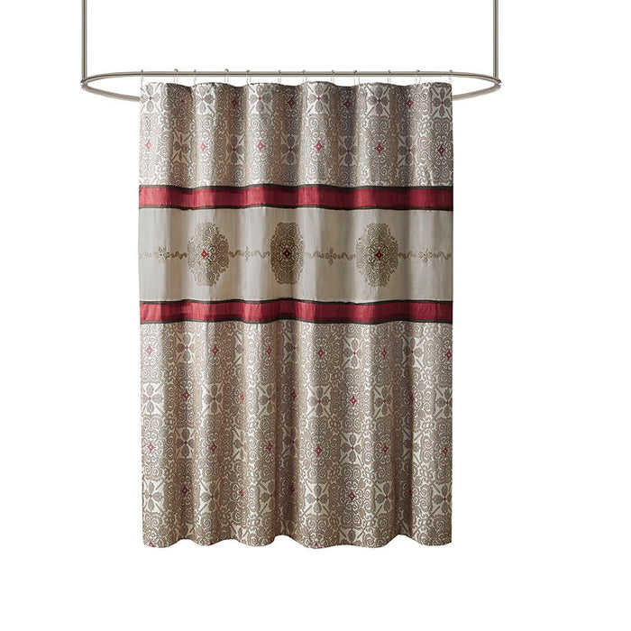 Donovan - Embroidered Shower Curtain - Red - Simple Home Plus