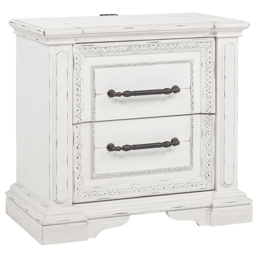 Mckinney - 2-Drawer Nightstand With Dual USB - Vintage White - Simple Home Plus