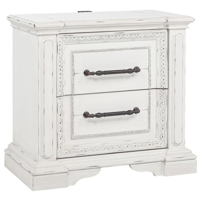 Mckinney - 2-Drawer Nightstand With Dual USB - Vintage White - Simple Home Plus