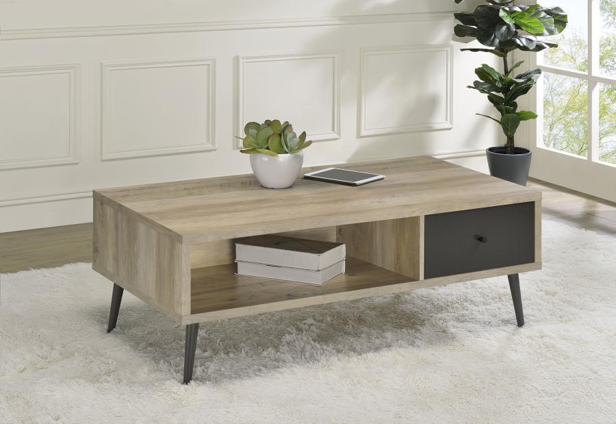Welsh - 1-Drawer Engineered Wood Coffee Table Antique Pine - Distressed Pine - Simple Home Plus