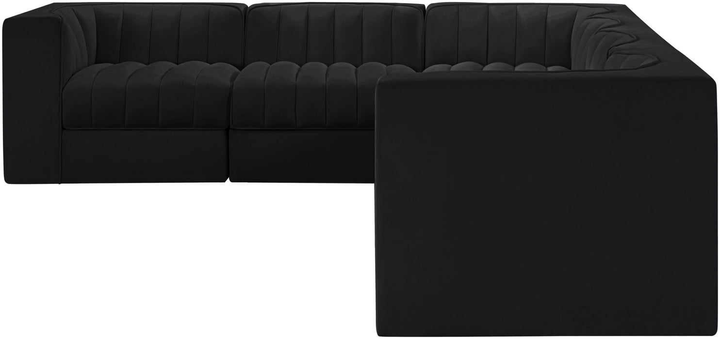 Rummi - Velvet Performance Fabric Upholstered 6 Piece Modular Sectional (With 3 Corner Chairs) - Simple Home Plus