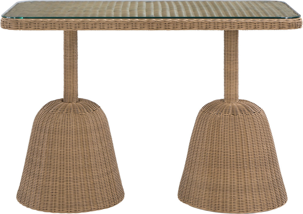 Seacrest - Tempered Glass Top And Wicker Outdoor Patio Bar Height Table