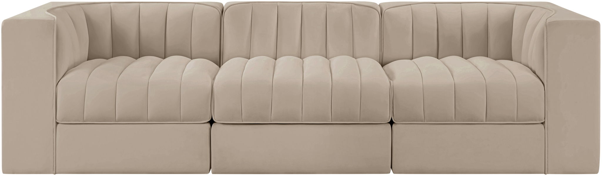 Rummi - Velvet Performance Fabric Upholstered 3 Piece Modular Sofa - Simple Home Plus