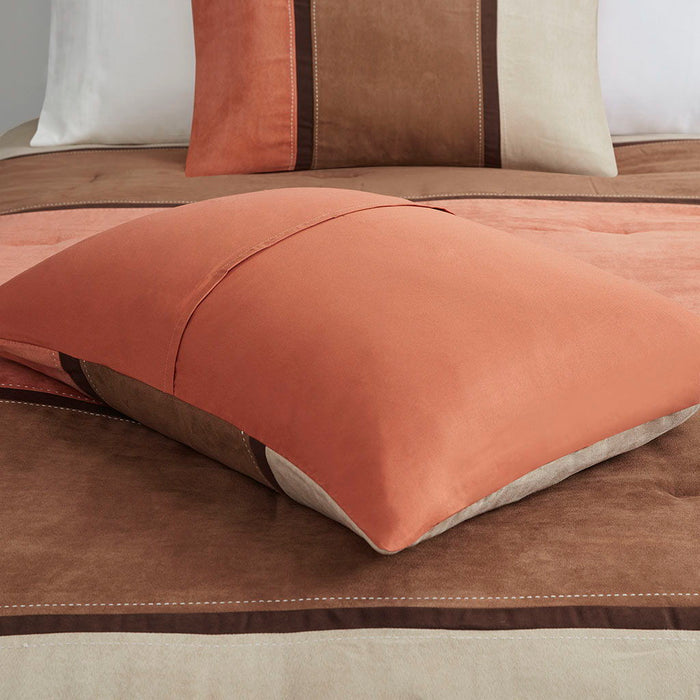 Palisades - California King 7 Piece Comforter Set - Coral - Simple Home Plus