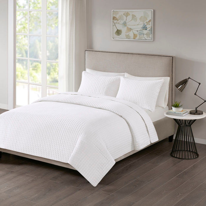 Otto - 3 Piece Reversible Coverlet Set - White - Simple Home Plus