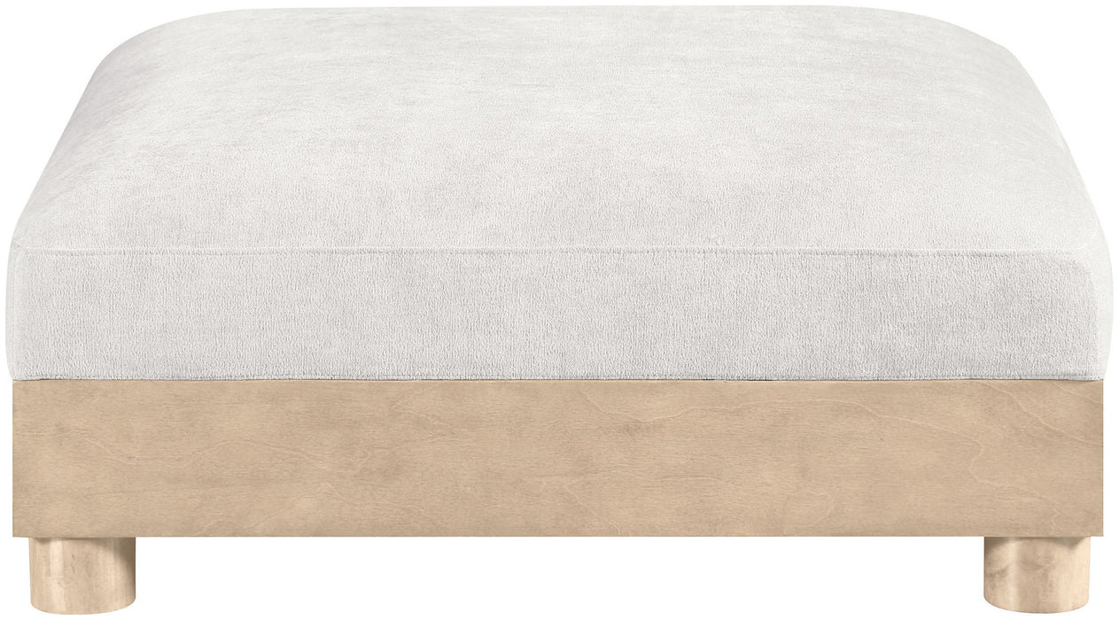 Turin - Chenille Fabric Upholstered Modular Ottoman - Natural Base - Simple Home Plus