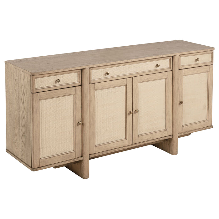 Kailani - 4-Door Cane Sideboard Buffet Cabinet - Beige Oak - Simple Home Plus