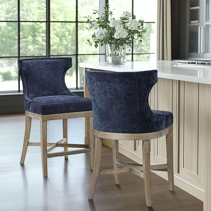 Carson - Counter Stool With Swivel Seat - Navy - Simple Home Plus