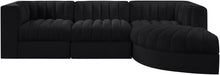 Rummi - Velvet Performance Fabric Upholstered 4 Piece Modular Sectional, With Reverse Corner Chair - Simple Home Plus