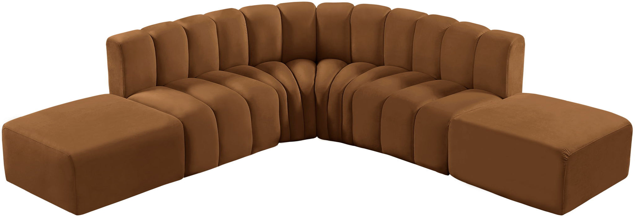 Arc - Velvet 6 Piece Corner Modular Sofa - Saddle - Simple Home Plus