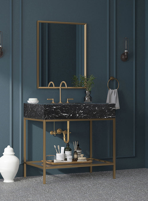 Marmo - Engineered Marble Bathroom Vanity With Gold Base - Simple Home Plus