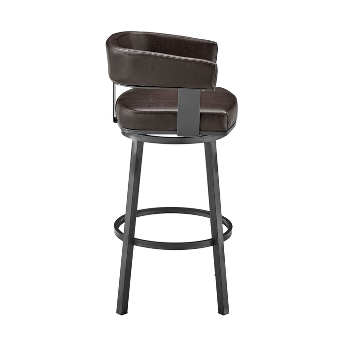 Lorin - 26" Counter Height Swivel Bar Stool - Java - Brown Finish And Faux Leather - Simple Home Plus