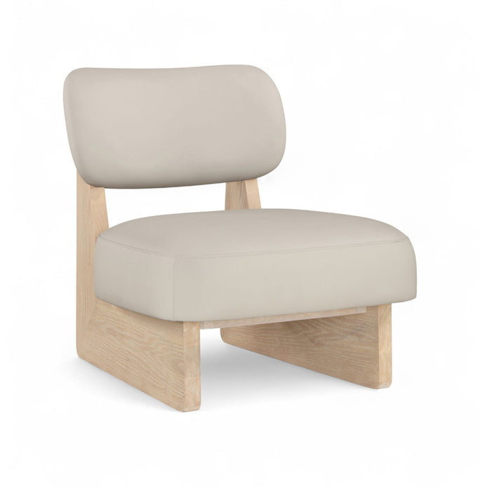 Vetra - Vegan Leather Upholstered Accent Chair With Natural Base - Simple Home Plus