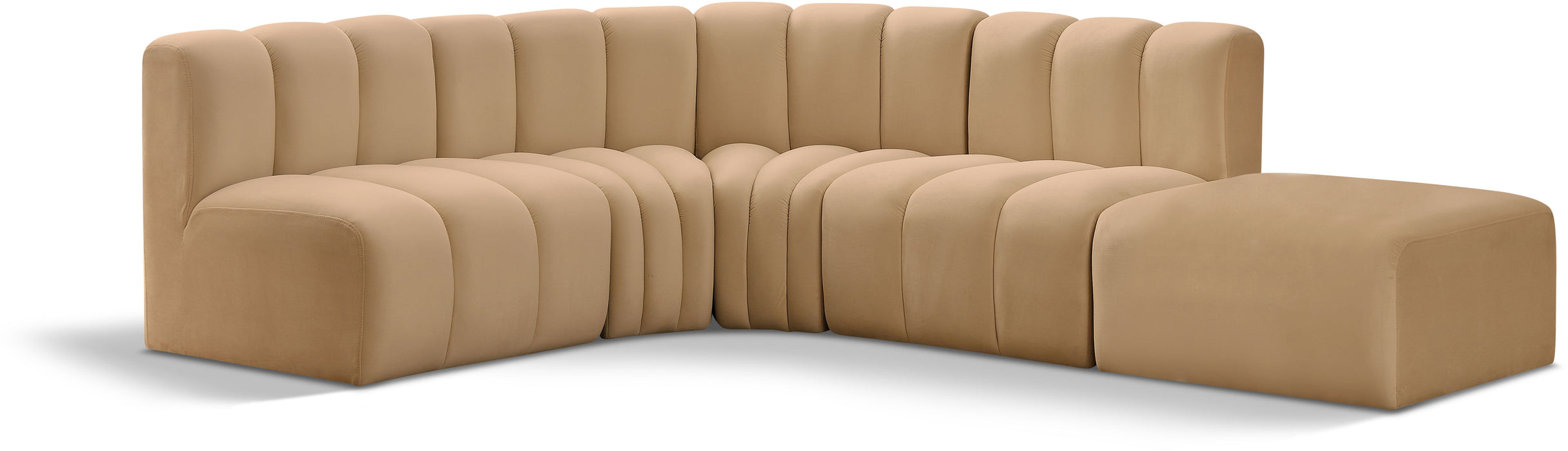 Arc - Velvet 5 Piece Corner Modular Sofa - Simple Home Plus