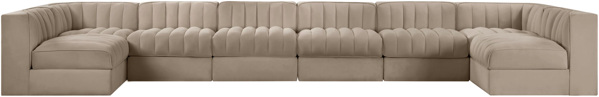 Rummi - Velvet Performance Fabric Upholstered 8 Piece Modular Sectional (With 2 Corner Chairs) - Simple Home Plus