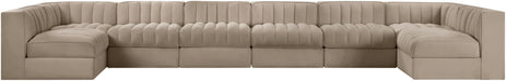 Rummi - Velvet Performance Fabric Upholstered 8 Piece Modular Sectional (With 2 Corner Chairs) - Simple Home Plus