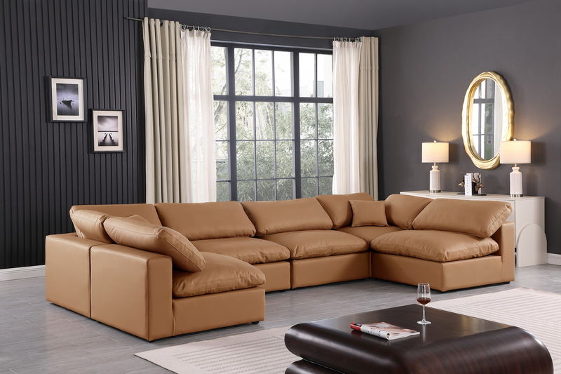 Comfy - 6 Piece Faux Leather Modular Armless Sectional