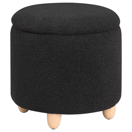Valia - Faux Sheepskin Upholstered Round Storage Ottoman - Simple Home Plus