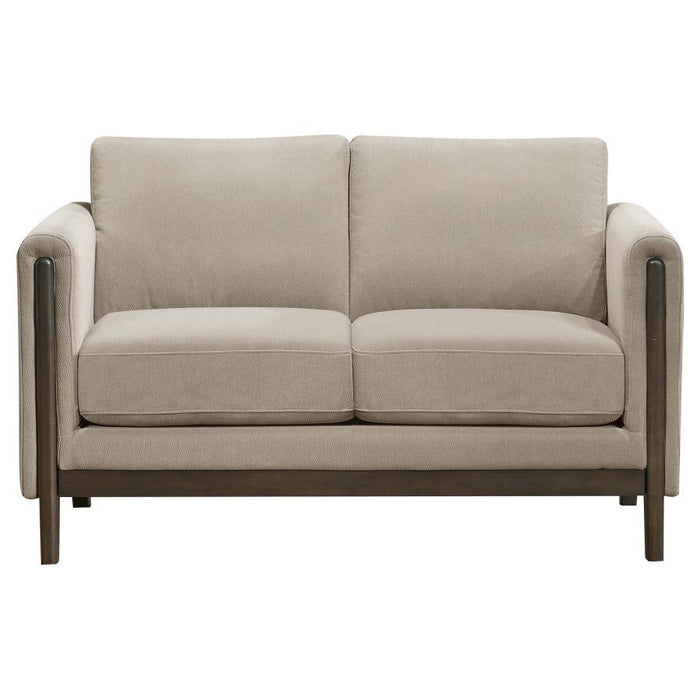 Islington - Fabric Upholstered Panel Arm Loveseat - Taupe - Simple Home Plus