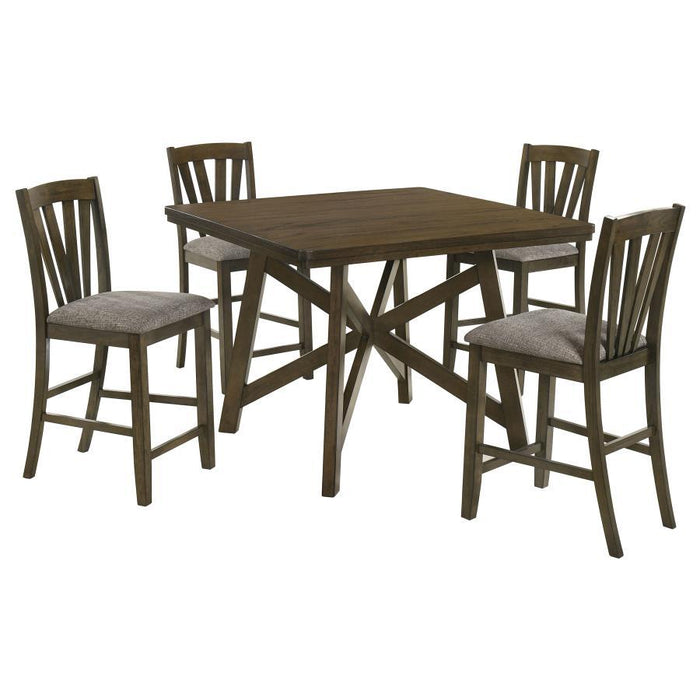 Canfield - 5 Piece Counter Height Dining Set - Brown - Simple Home Plus