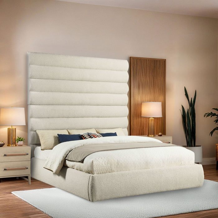 Adam - Boucle Fabric Bed With 89" Headboard - Simple Home Plus