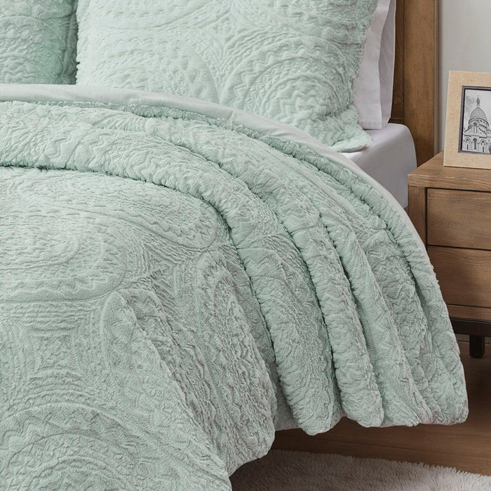Arya - Embroidered Medallion Ultra Comforter Mini Set - Aqua - Simple Home Plus