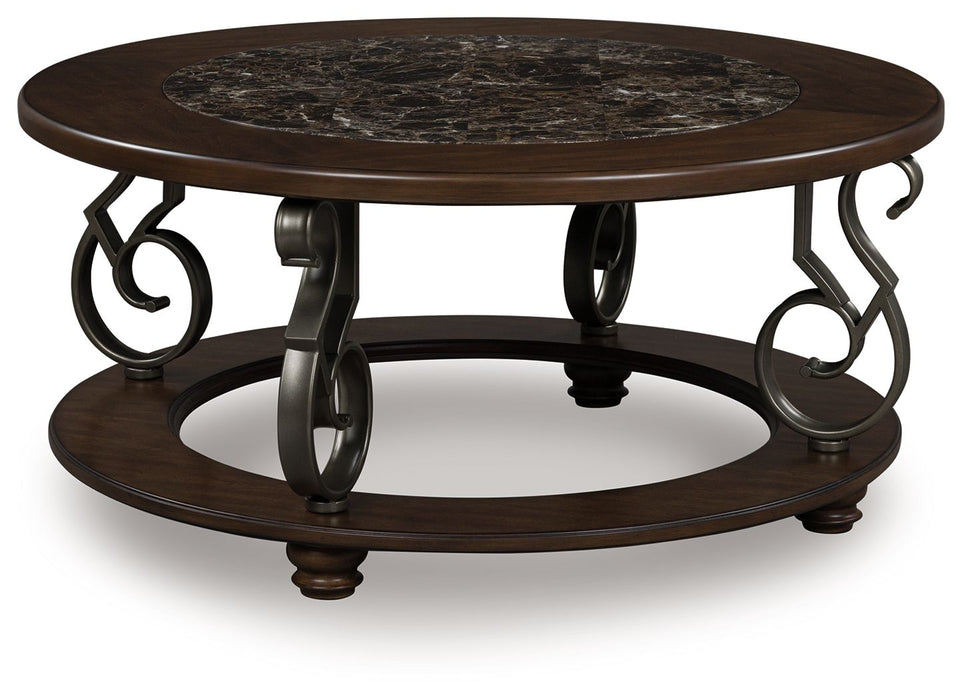 Frallyn - Dark Brown - Round Cocktail Table - Simple Home Plus