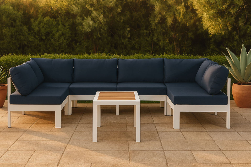 Nizuc - Outdoor Patio 6 Piece Modular Sectional With White Frame - Simple Home Plus