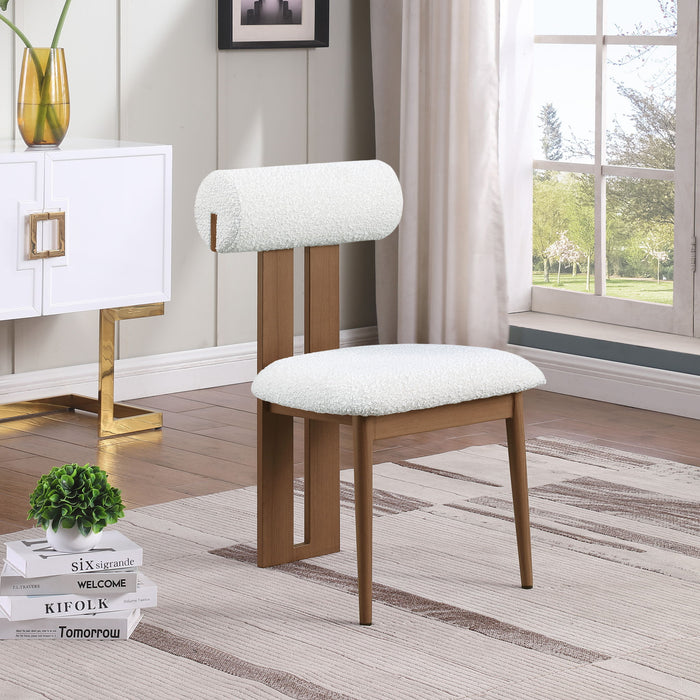 Dario - Boucle Dining Chair With Brown Frame (Set of 2) - Cream - Simple Home Plus