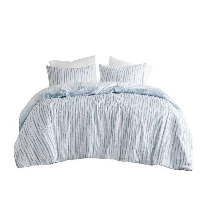 Brush Stroke - 3 Piece Oversized Reversible Duvet Cover Mini Set - Blue - Simple Home Plus