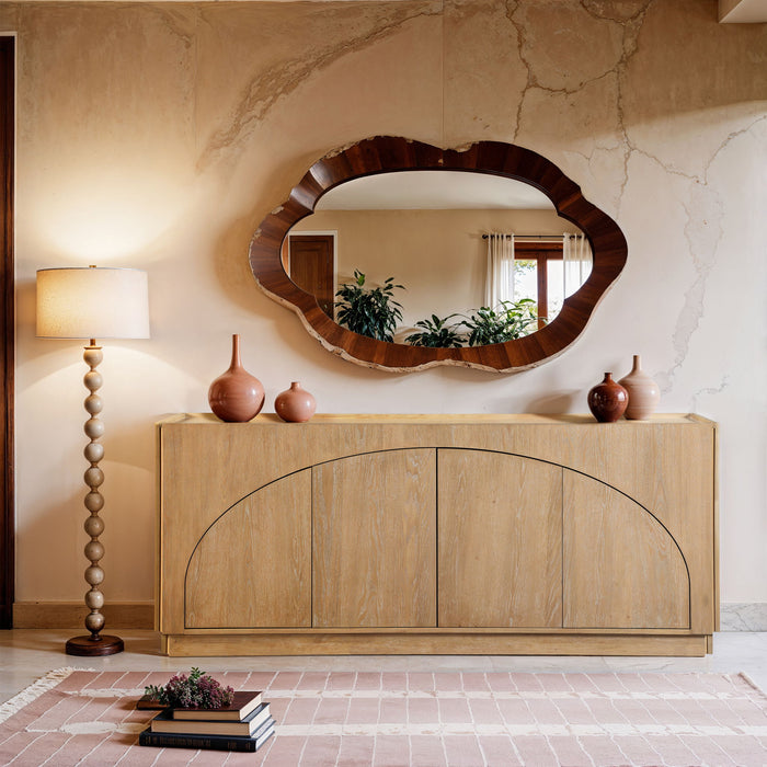 Everson - Oak Veneer And Solid Wood Sideboard/Buffet - Natural - Simple Home Plus