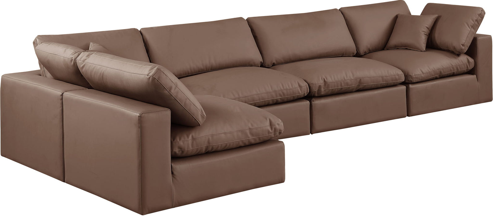 Comfy - 5 Piece Faux Leather Modular Sectional - Simple Home Plus