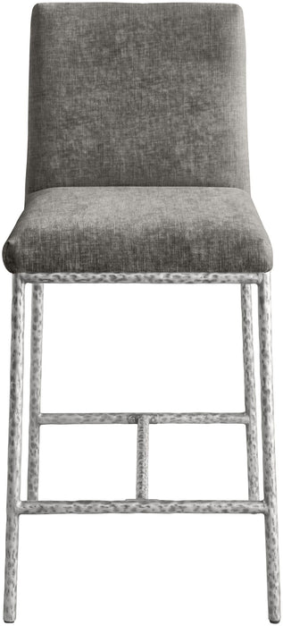 Reeves - Chenille Fabric Upholstered Counter Stool (Set of 2) - Silver Base - Simple Home Plus