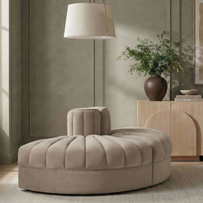 Rummi - Velvet Performance Fabric Upholstered 2 Piece  Rounded Modular Loveseat - Simple Home Plus