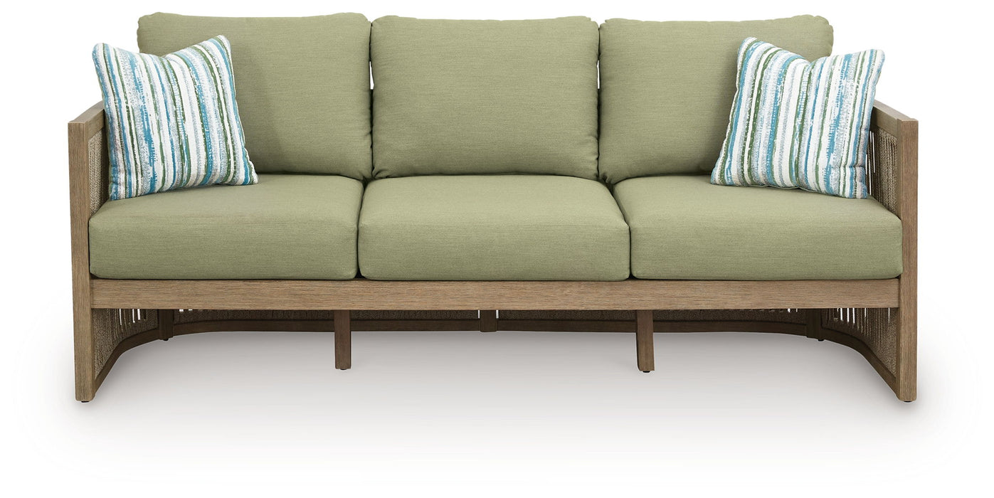 Serena Shores - Beige / Green - Sofa With Cushion - Simple Home Plus