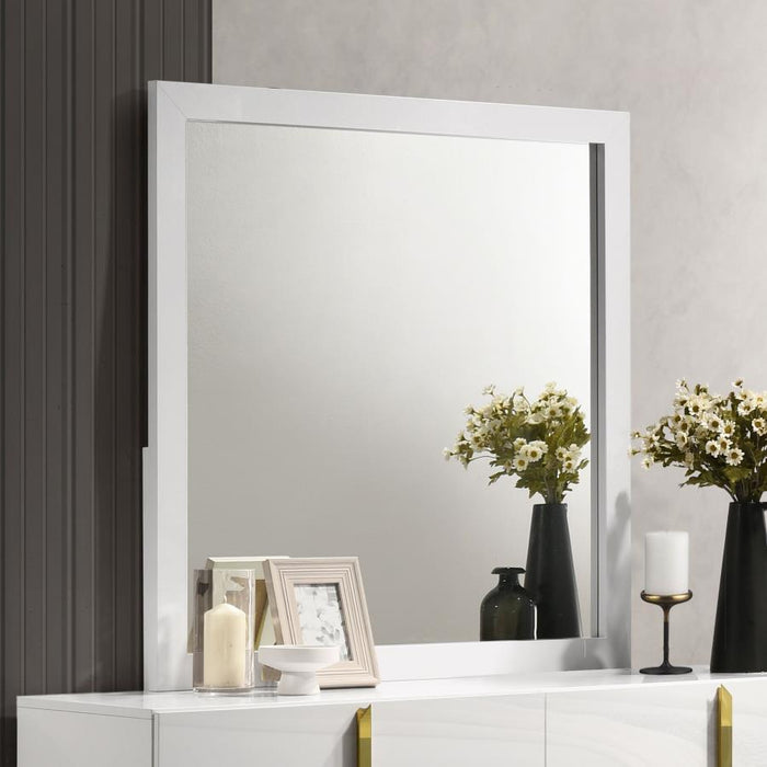 Ines - Dresser Mirror Holographic - White High Gloss - Simple Home Plus