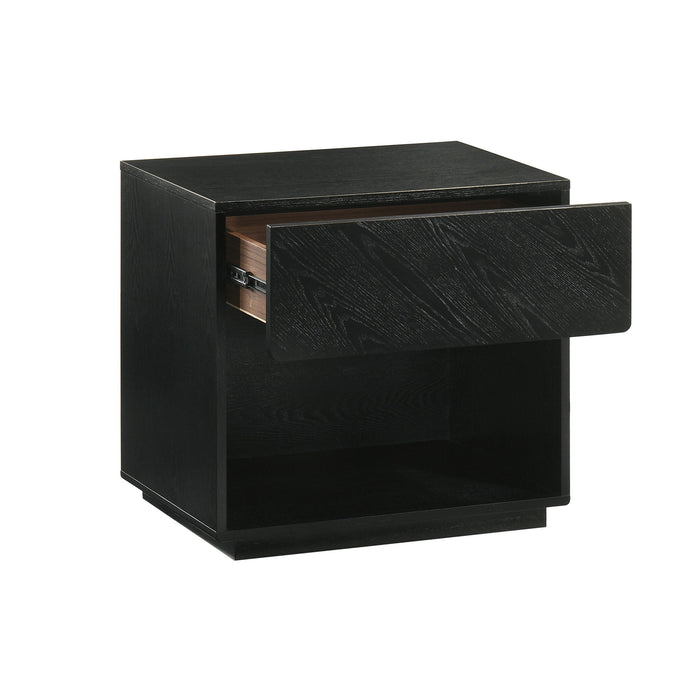 Petra - 1 Drawer Wood Nightstand - Black - Simple Home Plus