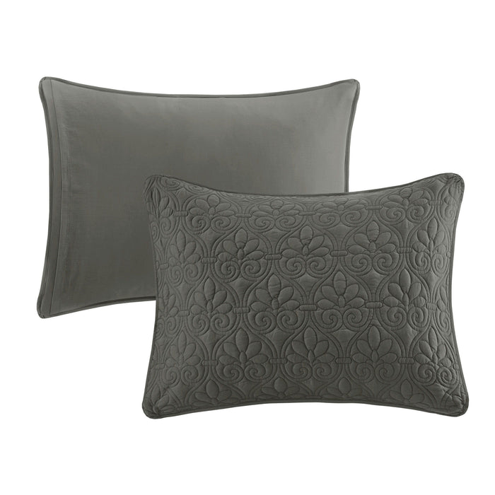 Quebec - Queen Fitted Bedspread (Set of 3) - Dark Gray - Simple Home Plus