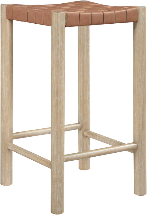 Entwine - Vegan Leather Upholstered Backless Counter Stool - Painted Natural - Simple Home Plus