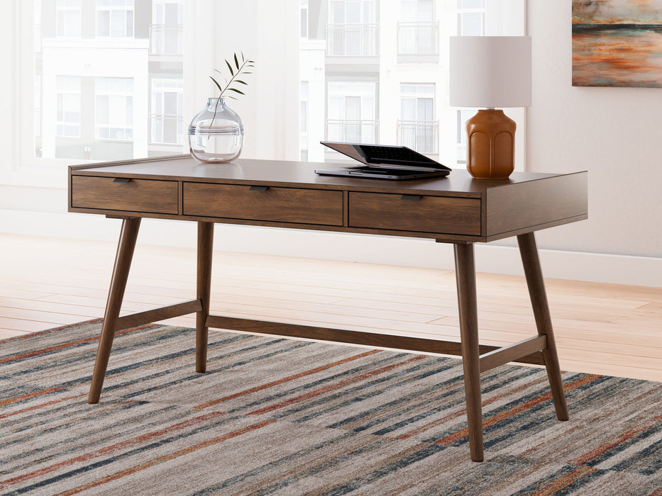 Lyncott - 3 Pc. - Home Office Desk, Chair, Bookcase - Brown - Simple Home Plus