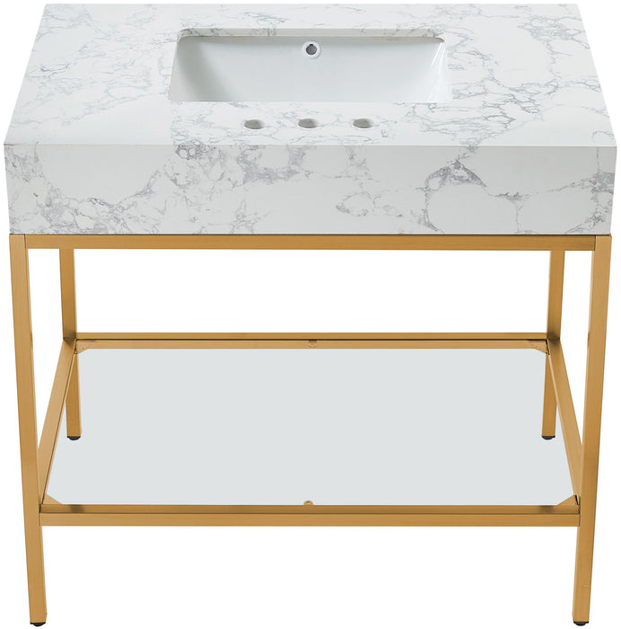 Marmo - Engineered Marble Bathroom Vanity With Gold Base - Simple Home Plus