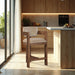 Sacha - Velvet Stool With Brown Base - Simple Home Plus