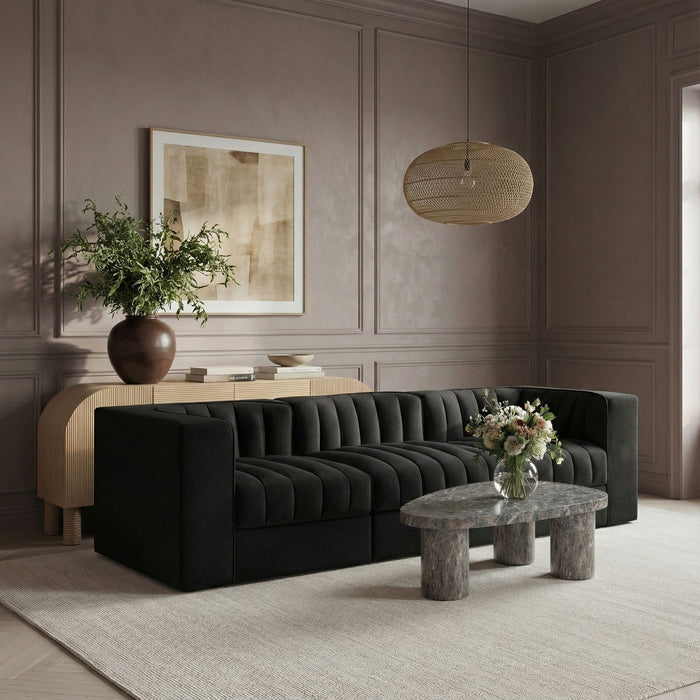 Rummi - Velvet Performance Fabric Upholstered 3 Piece Modular Sofa - Simple Home Plus