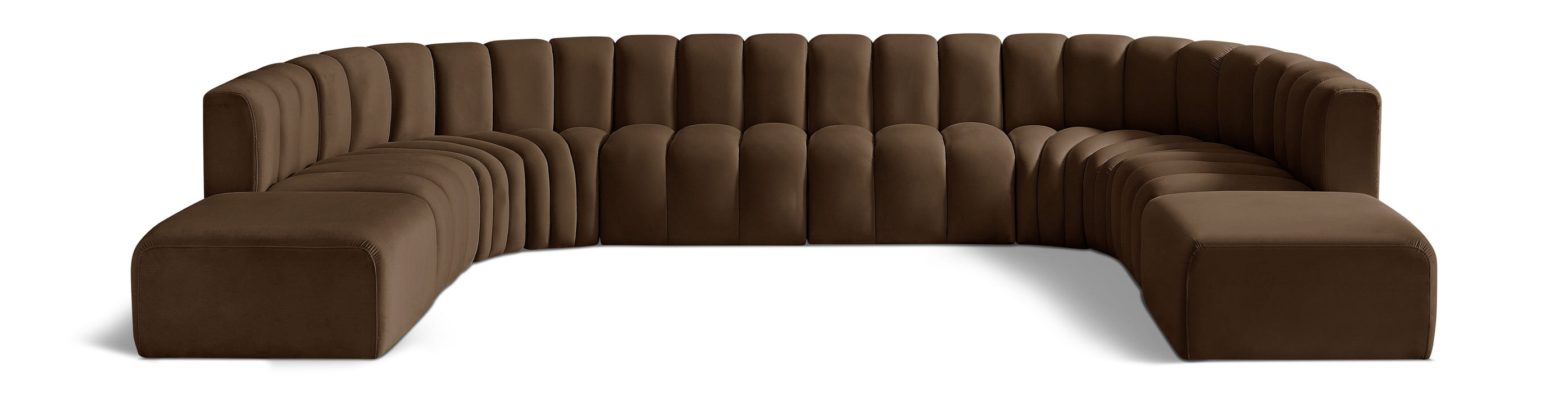 Arc - Velvet 10 Piece Modular Sofa - Brown - Simple Home Plus