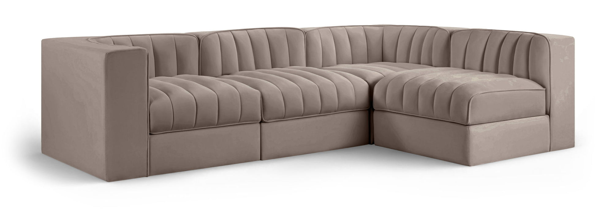 Rummi - Velvet Performance Fabric Upholstered 4 Piece Modular Sectional - Simple Home Plus