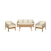 Cypress - Outdoor Patio 4 Piece Conversation Set - Blonde Eucalyptus / Ivory - Simple Home Plus