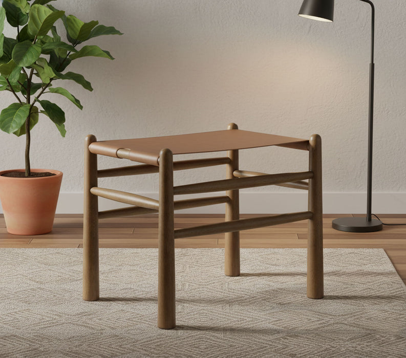 Santos - Faux Leather Upholstered Bench - Walnut Frame - Simple Home Plus