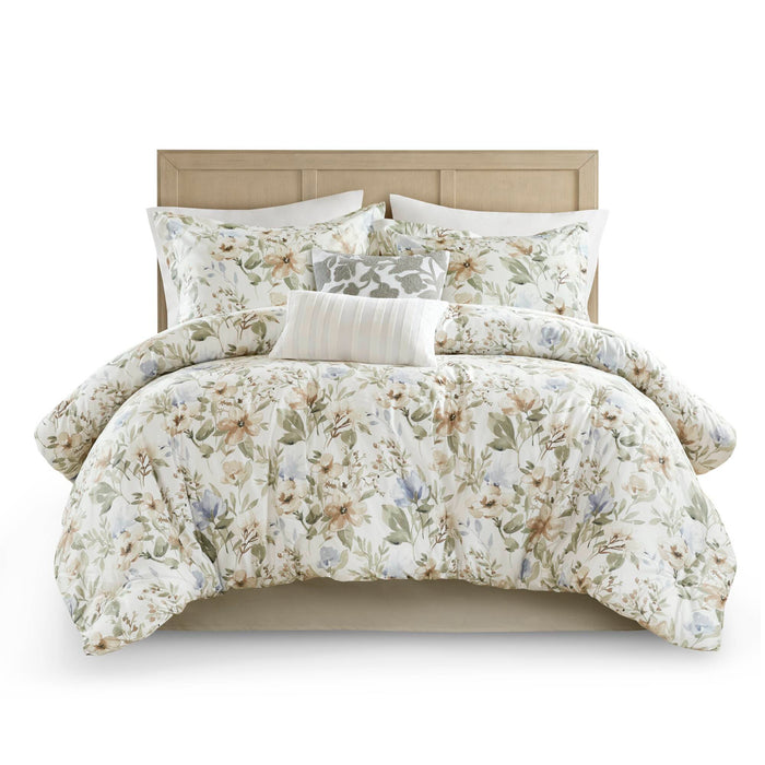 Herbal - Queen 6 Piece Print Oversized Comforter Set - Multi - Simple Home Plus